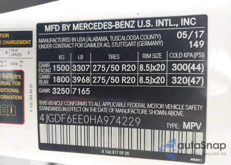 2017 Mercedes-Benz Gls 450 4Matic из США, поврежденный, VIN 4JGDF6EE0HA974229